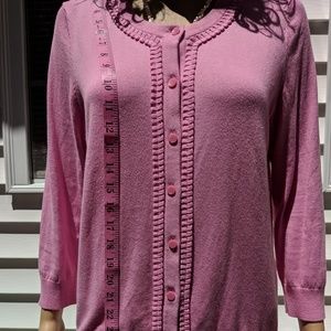 LADIES TALBOT'S PINK CARDIGAN SWEATER BUTTON FRONT